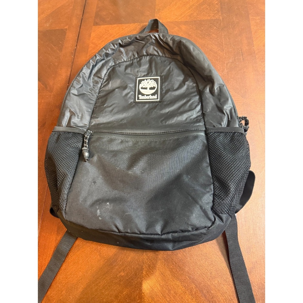 Timberland Black Nylon Backpack Daypack School Travel Bag‎ Mesh Pockets